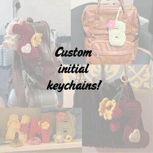 Custom Order Crochet Initial Bag Charm Purse Backpack Keychain Handmade